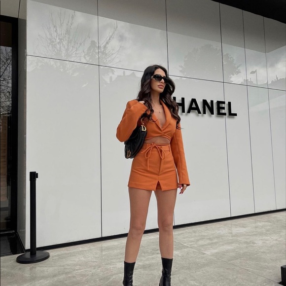 ZARA Tangerine Tied Crop Blazer - Picture 8 of 10